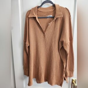 Tan Waffle Knit Pullover